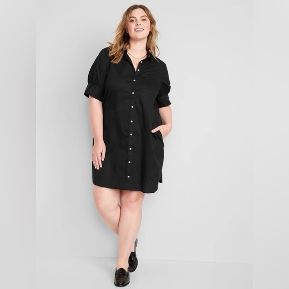 NWT! Puff-Sleeve Cotton-Poplin Shirt Dress - Size XS 💜 - Picture 5 of 7